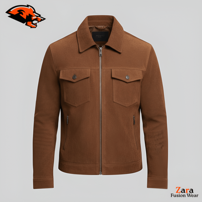 Vincent Urban Brown Suede Jacket – Classic Zip Front Casual Trucker Style Coat