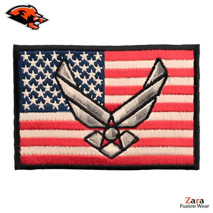 Skyward Aegis American Flag Patch – Pure 3D Embroidery with the Distinguished US Air Force Logo and a Specialized Border