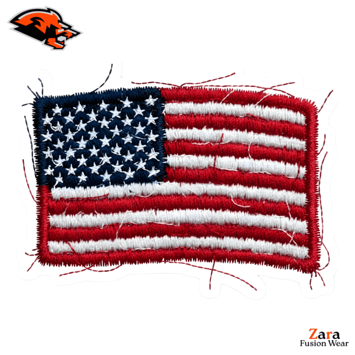 Rugged Beauty: Distressed 3D Embroidered USA Flag Patch – Unique Frayed Thread Design with Red Border for Custom Gear