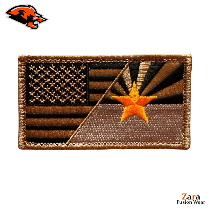 Heroic Heritage: Premium Divided USA & Arizona Flag Patch – Striking Multi-Tone 3D Embroidery for Custom Apparel