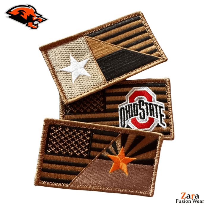 State Pride Collection: Premium 3D Embroidered USA Patches – Set of Three Unique Ohio State, Arizona, and Texas Hybrid Designs